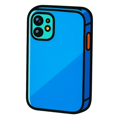 blue iPhone, cartoon style with vivid colors sticker