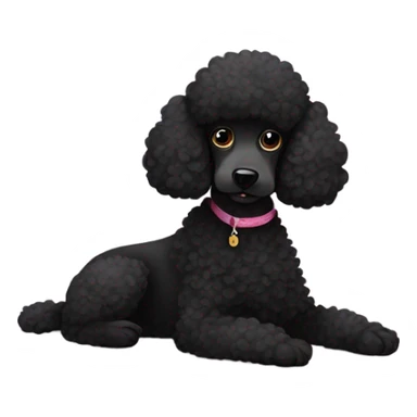 Black poodle relaxing on a carpet sticker