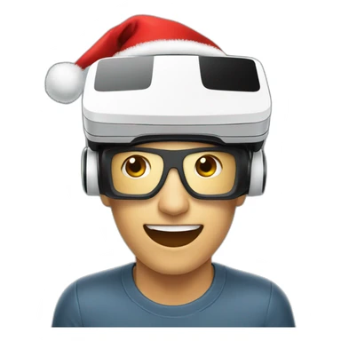 vr headset wearing christmas hat sticker