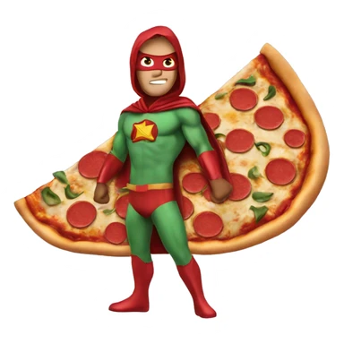 a Pizza as a superhero sticker