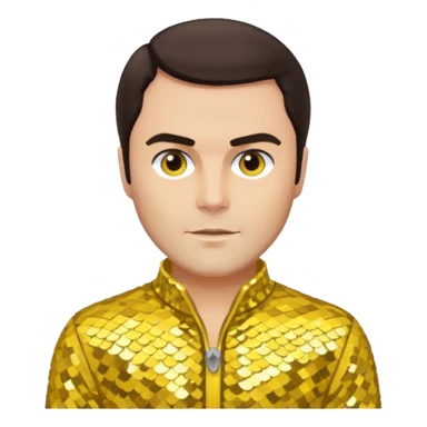 John Saxon with dark brown hair, yellow sequin outfit sticker