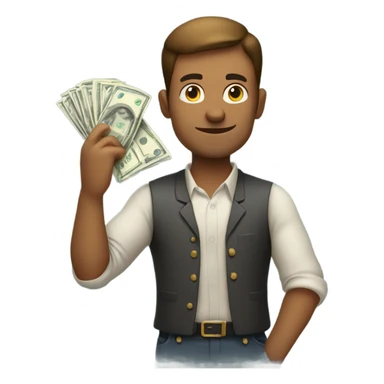 man taking money sticker