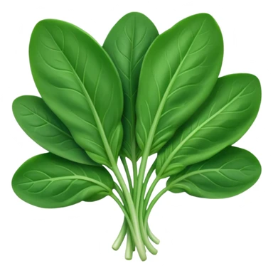 fresh baby spinach, handful, vibrant green, oval leaves, delicate veins, slight curl, soft glossy, tender, no bowl, no water, no packaging, soft lighting, emoji scale sticker