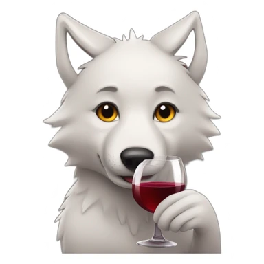 cute wolf drinking red wine sticker