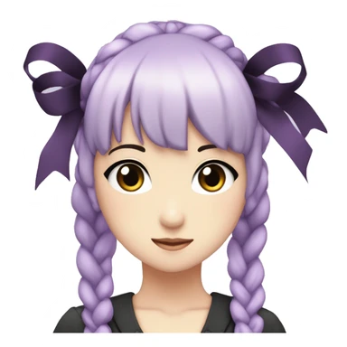Kyoko Kirigiri, light purple hair, purple eyes, one braided hair, black ribbon sticker