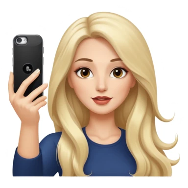 White woman gorgeous make up long hair taking selfie  sticker