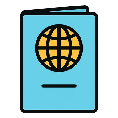 light blue passport with image planet, minimalist sticker