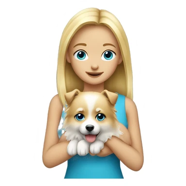Blonde girl blue eyes holding spitz  sticker