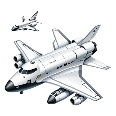 An icon featuring a collage of a space shuttle, a drone, and an airplane, symbolizing aerospace technology. The design includes rocket engines, wings, and flight paths, representing advancements in aviation and space exploration. Transparent background highlights cutting-edge aerospace engineering. sticker