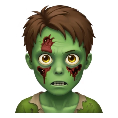 zombie slime youthful face, messy brown hair, sticker