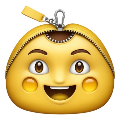 A zipper face. Half yellow half brown. No background. Make it look like an emoji sticker