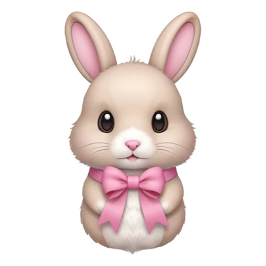 a beige rabbit with a pink ribbon on its neck sticker