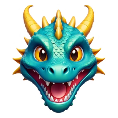 Cinematic Comical Dragon Portrait Emoji, Head tilted dramatically with an exaggeratedly amused expression, featuring a striking, glossy scaled body with bold, angular details and wide, expressive eyes brimming with playful disbelief; rendered with vibrant, lifelike textures and natural shadows, high shine, dramatic yet playful, styled with an air of cheeky mythical mischief, soft glowing outline, capturing the essence of a spirited and over‐the‐top dragon that looks ready to breathe fire into viral fame! sticker