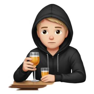 Caucasian in black hoodie sitting sad at bar sticker