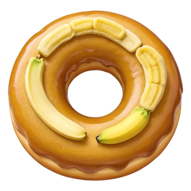 a donut with a banana filling, emoji style sticker