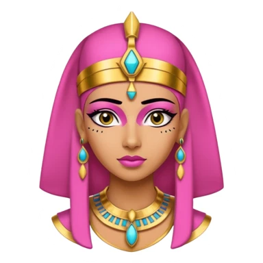 pink Cleopatra, Egyptian pharaoh with headdress and eyeliner sticker