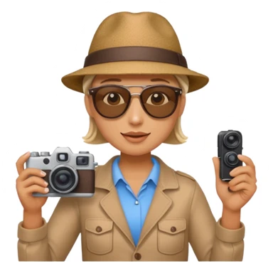 a tourisst in europe holding a camera sticker