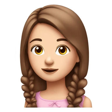A cute young woman with straight brown hair and many small pink bows an sparkles around her sticker