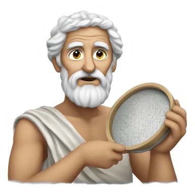 greek philosopher holding a sieve sticker