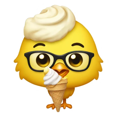 Yellow chick with ice cream  sticker