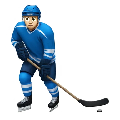 Hockey player in blue uniform with stick  sticker