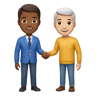 two men shaking hands, one with darker skin and one with lighter skin sticker