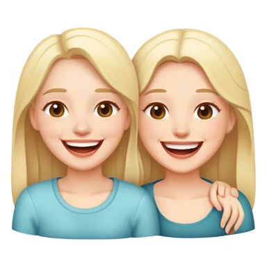 two sisters laughing together  sticker