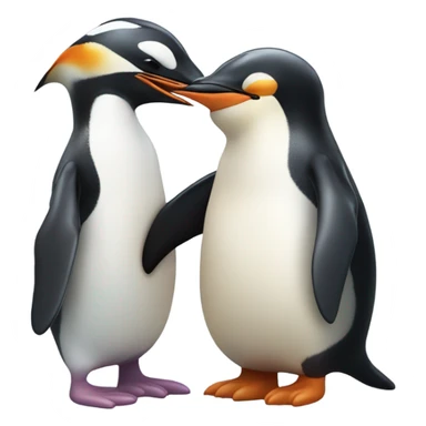 Black background
A penguin who sends kisses
And its kiss becomes a large image and turns into a fish 
He smiles and waves sticker