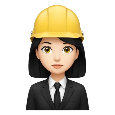 black suit black tie with yellow helmet ''black hair''  woman sticker