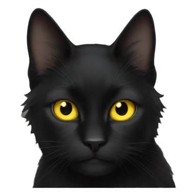 Long hair black cat with big yellow eyes  sticker