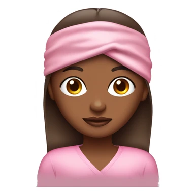 Brown skin girl wearing Pink satin sleep mask sticker