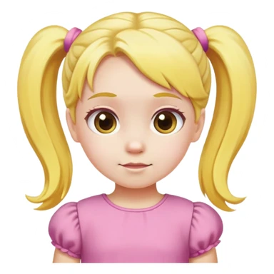 A yellow haired with Pink dress With 2 ponytails little girl sticker