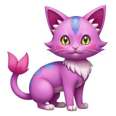 Elemental Exotic Colorful Fantasy Purrloin-Skitty-Pokémon-Fakémon-hybrid-creature (full body) sticker