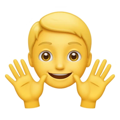 Emoji with younger out and hands pushing out sticker