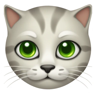 Cat with green eyes, small face and ticked coloring sticker