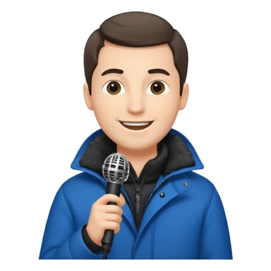 man with winter clothes holding microphone sticker