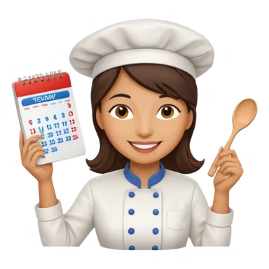 cocinera mujer con calendario sticker