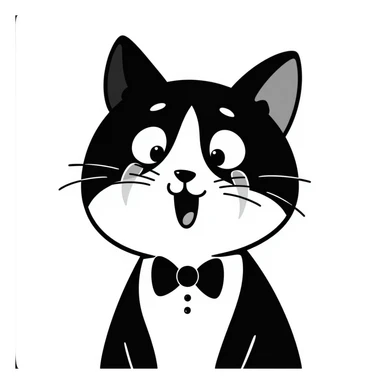 hand-drawn doodle style crying tuxedo cat sticker