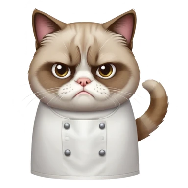 grumpy cat wearing only an apron sticker