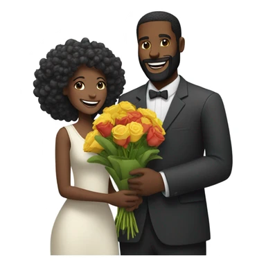 Bearded Black man gives black woman flowers  sticker