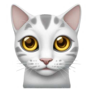 Gato blanco con dos manchitas grises cerca del ojo y con cola gris sticker
