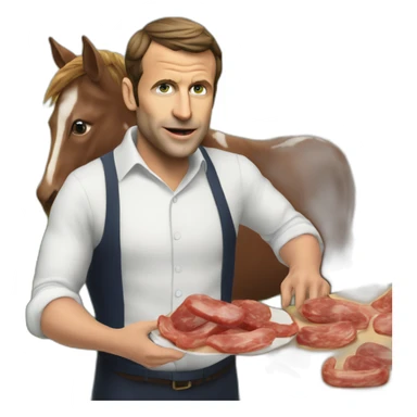 Emanuel Macron qui mange la saucisse d'un cheval sticker