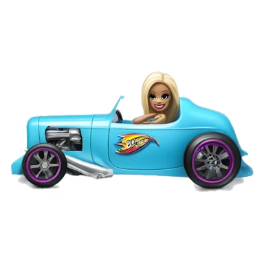 Side view Baby blue Barbie Hot wheels Bone Shaker street rod sticker