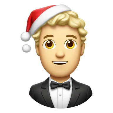 Singing Caucasian man with Christmas hat and suit sticker