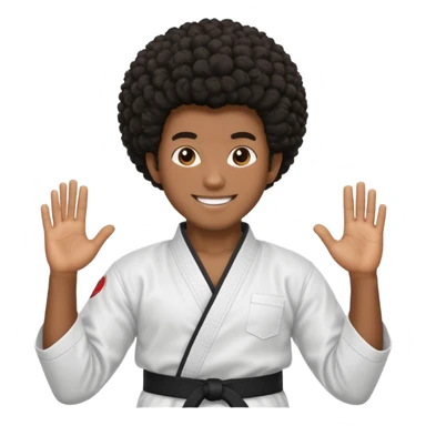 black karate instructor with afro hair and a low taper haircut, and a small fade on the sides sticker