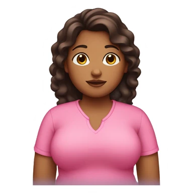 fat brown girl with dark brown hair and a pink shirt sticker