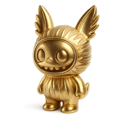 Labubu character icon, shiny, elegant gold metallic style sticker