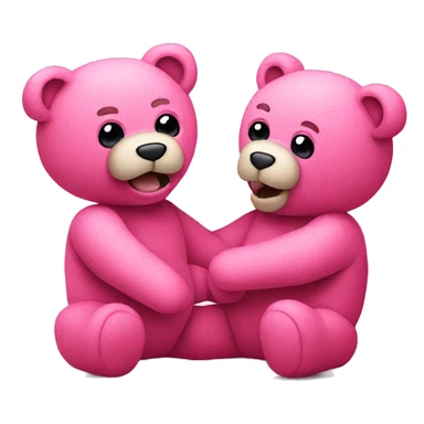 two pink teddy bears fighting tearing stuffing out sticker