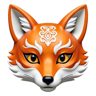 ​Cinematic Realistic Japanese Kitsune Mask, depicted as an intricately carved fox mask with flowing, delicate features and vivid traditional patterns, its mysterious eyes set against a softly blurred background that emphasizes its mystical allure and cultural significance, rendered with detailed textures and refined lighting, sticker