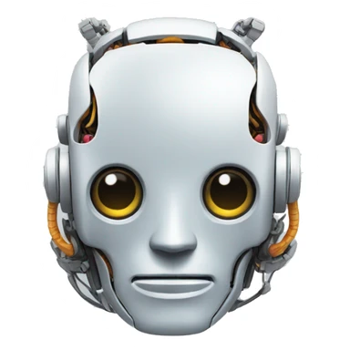 robot holding a brain sticker